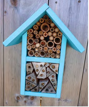 bee hotel with blue roof