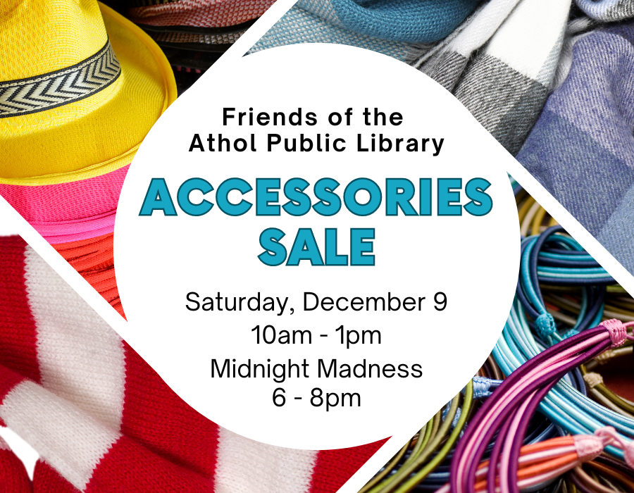 Friends of the library annual accessories sale announcement flyer