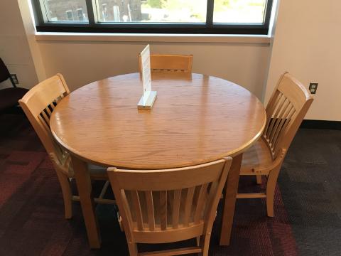 Round table with seating for four.