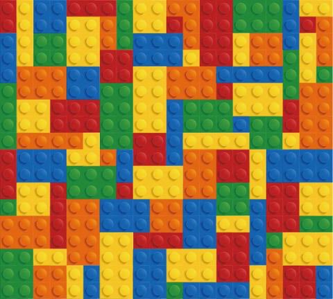 a square of multicolored LEGO pieces