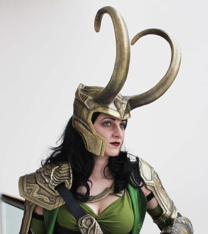 Woman with Loki headgear
