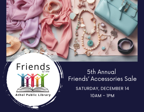 Friends of the library annual accessories sale announcement flyer