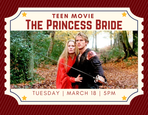 Movie still from "The Princess Bride" in marquees style boarder. 