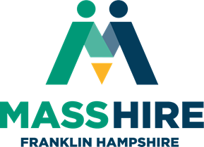 Blue, yellow, green MassHire logo