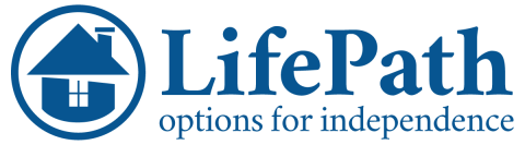 blue Lifepath logo with house