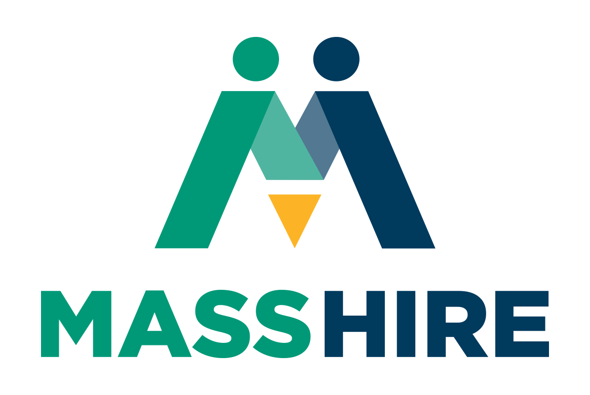 blue and green MassHire logo